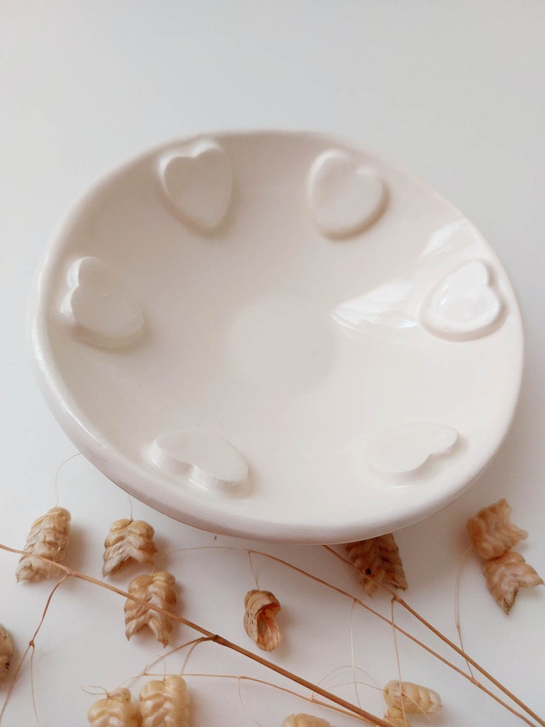 Trinket dish with hearts, jewellery display, ring dish, small bowl, love bowl image 5