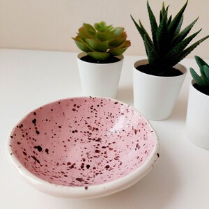 Pink speckled trinket dish, jewellery small bowl, display dish, storage dish image 8