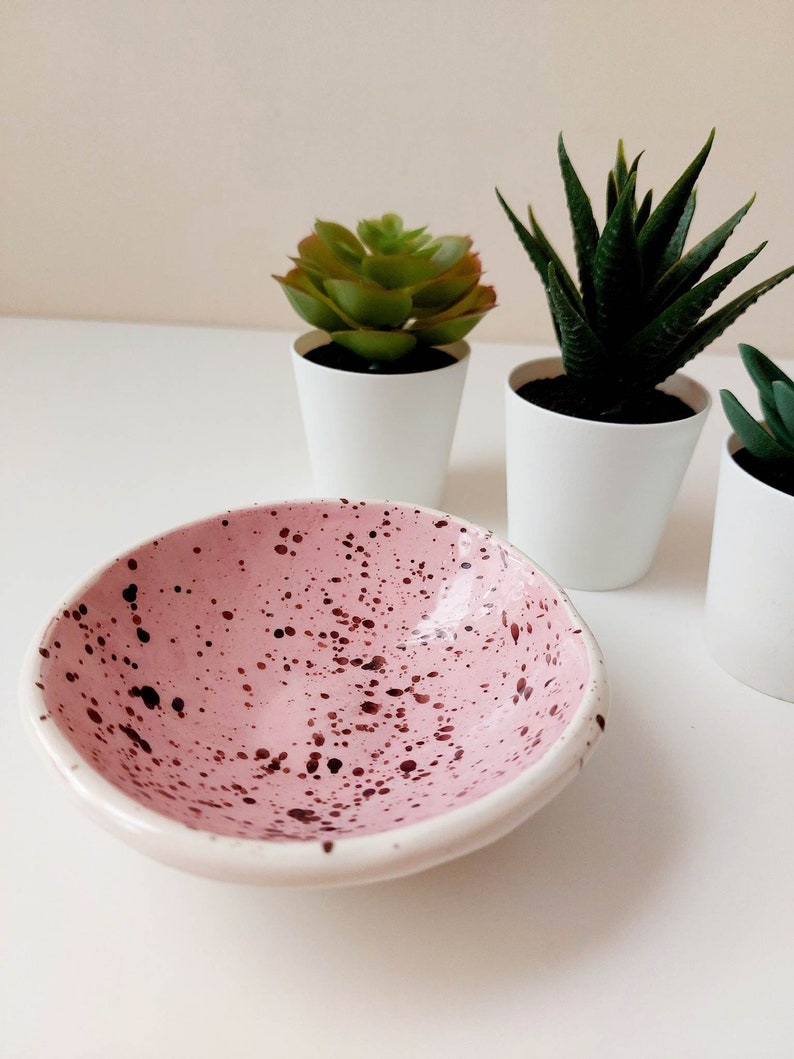 Pink speckled trinket dish, jewellery small bowl, display dish, storage dish image 8