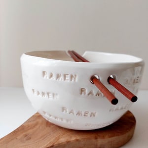 RAMEN noodle bowl with chopsticks, Handmade bowl, Ceramic tableware, Pottery image 2