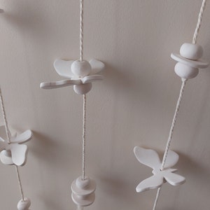 Ceramic butterfly mobile, Hanging ceramic wind chime, multi strand mobile, indoor outdoor decoration image 9