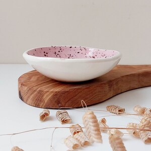 Pink speckled trinket dish, jewellery small bowl, display dish, storage dish image 2