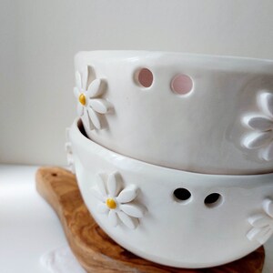 Pink floral ramen bowl, Ceramic bowl, Noodle bowl image 3