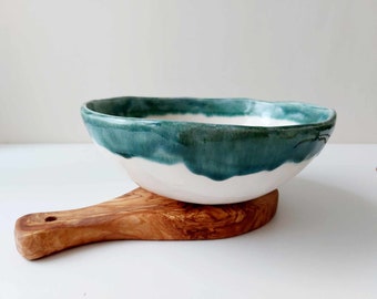 Landscape pasta bowl, handmade ceramic dish, serving bowl, pottery dining bowl, crockery, tableware
