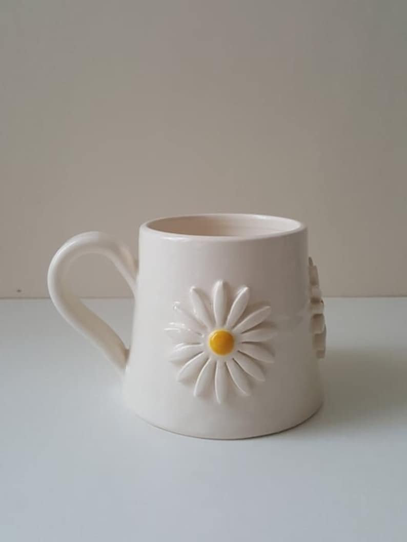 Pottery handmade mug, Ceramic mug, Tea cup, Coffee mug, Daisy mug, Daisy gift image 9