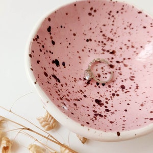 Pink speckled trinket dish, jewellery small bowl, display dish, storage dish image 9