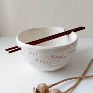 RAMEN noodle bowl with chopsticks, Handmade bowl, Ceramic tableware, Pottery image 3