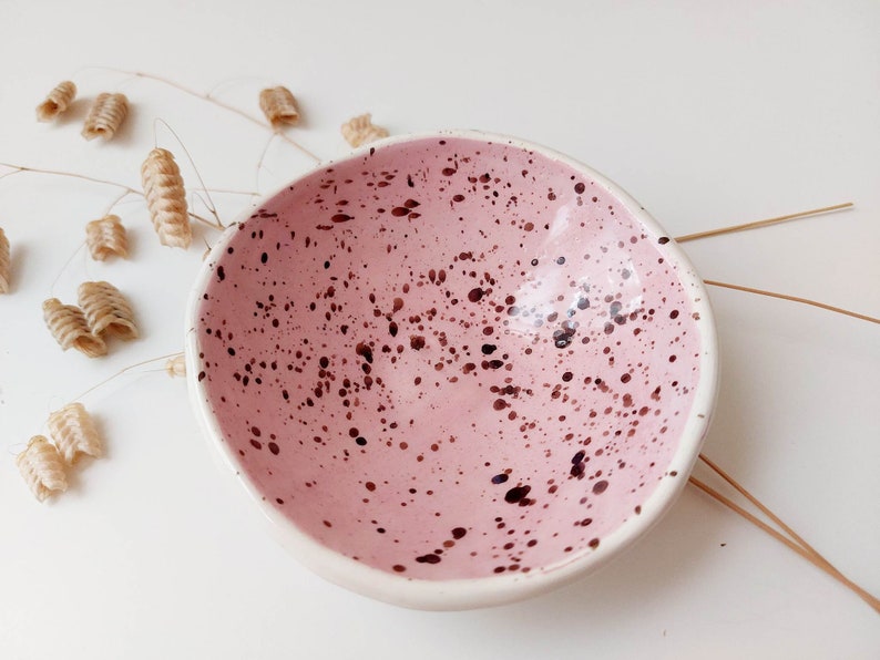 Pink speckled trinket dish, jewellery small bowl, display dish, storage dish image 1