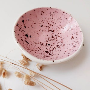 Pink speckled trinket dish, jewellery small bowl, display dish, storage dish image 6