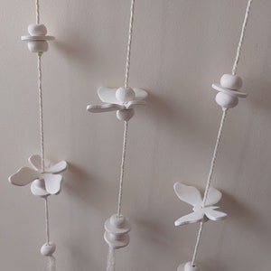 Ceramic butterfly mobile, Hanging ceramic wind chime, multi strand mobile, indoor outdoor decoration image 4