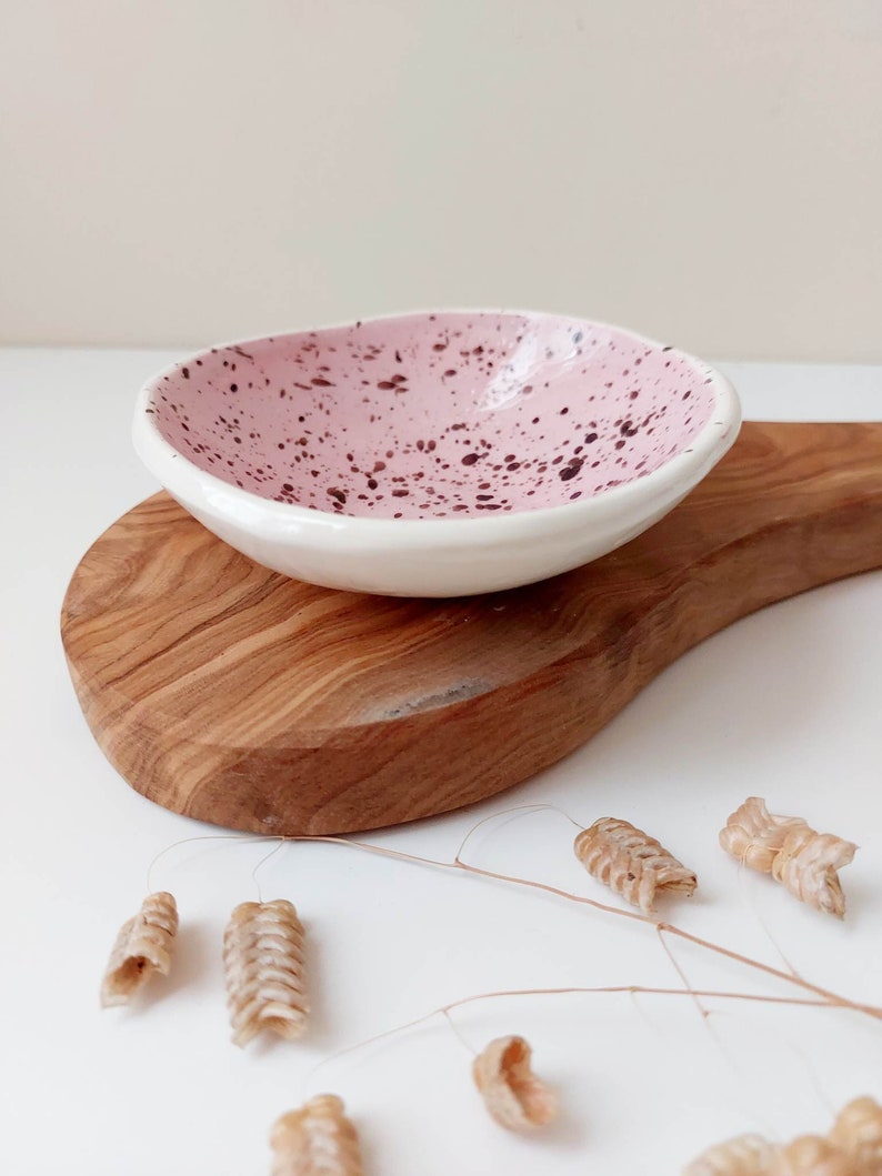 Pink speckled trinket dish, jewellery small bowl, display dish, storage dish image 5