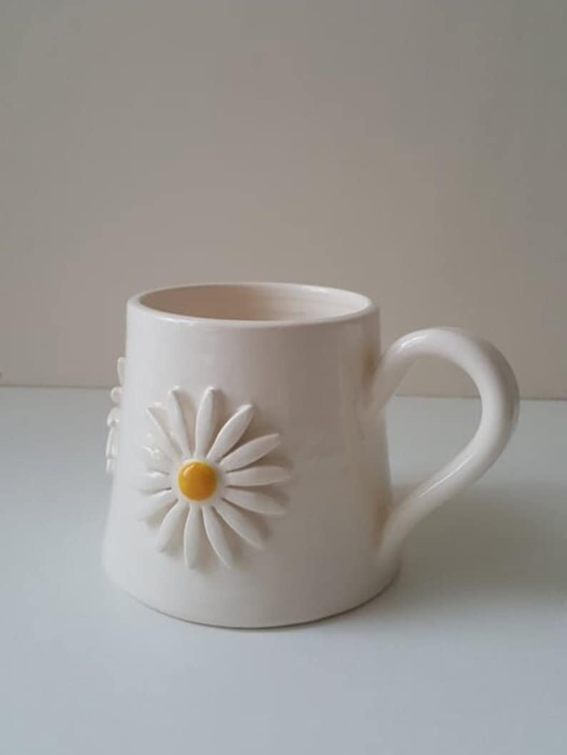 Pottery handmade mug, Ceramic mug, Tea cup, Coffee mug, Daisy mug, Daisy gift image 7