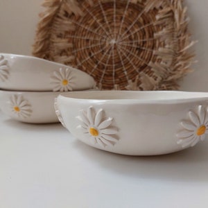 Deep ceramic pasta bowl, Floral pottery bowl, Handmade bowl