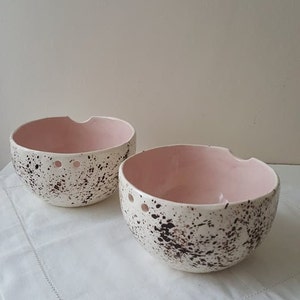 Pink Speckled Pottery bowl Bowl with chopsticks Kitchen tableware Handmade bowls Ramen bowl Pink speckled ceramic bowl image 3