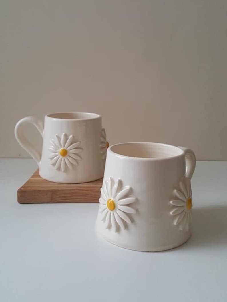 Pottery handmade mug, Ceramic mug, Tea cup, Coffee mug, Daisy mug, Daisy gift image 5