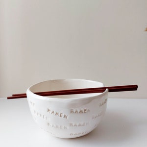 RAMEN noodle bowl with chopsticks, Handmade bowl, Ceramic tableware, Pottery image 7