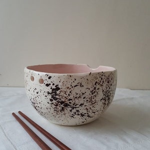 Pink Speckled Pottery bowl Bowl with chopsticks Kitchen tableware Handmade bowls Ramen bowl Pink speckled ceramic bowl image 2