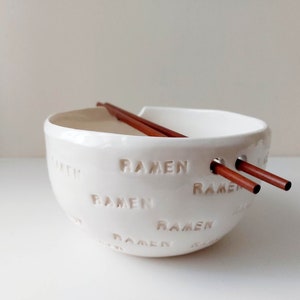 RAMEN noodle bowl with chopsticks, Handmade bowl, Ceramic tableware, Pottery