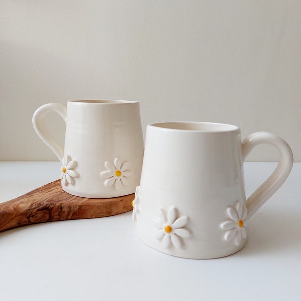 Caneca de cerâmica, caneca de café Daisy, xícara de chá