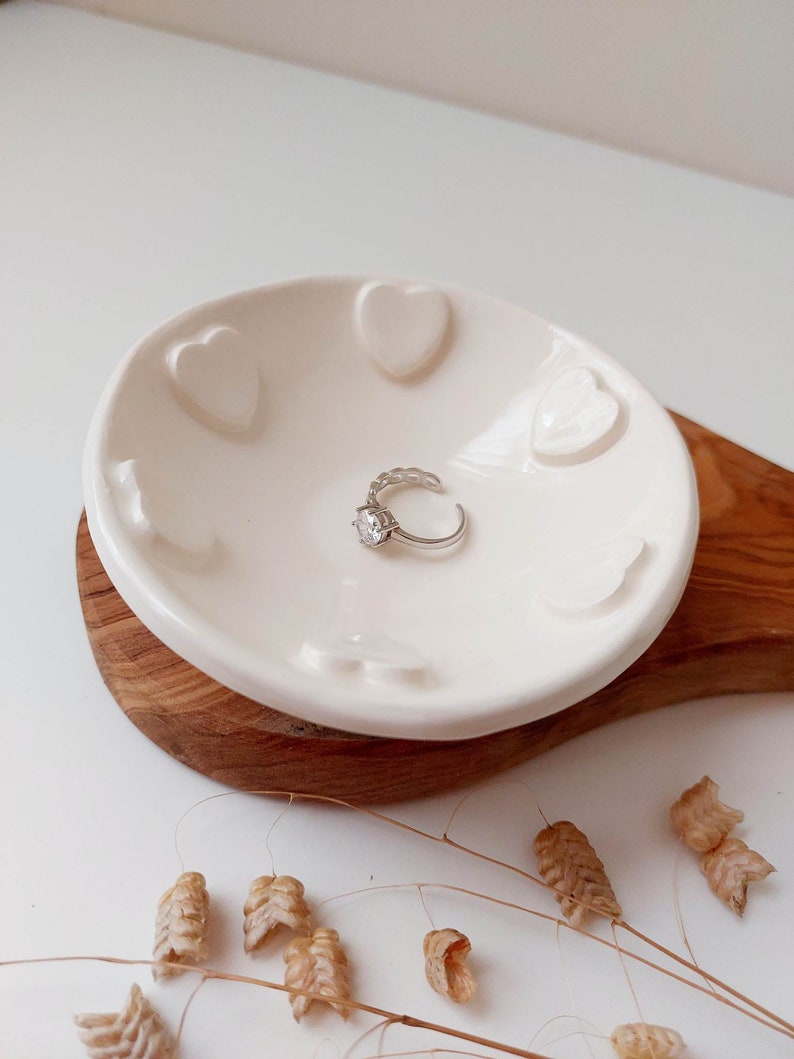 Trinket dish with hearts, jewellery display, ring dish, small bowl, love bowl image 3