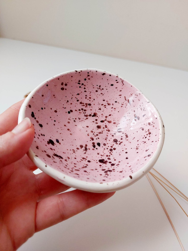 Pink speckled trinket dish, jewellery small bowl, display dish, storage dish image 10