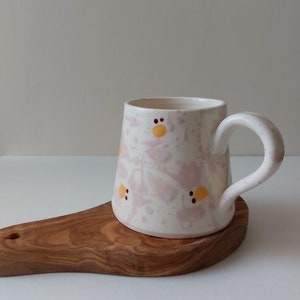 Splashed ceramic coffee mug, Pink tea cup image 2