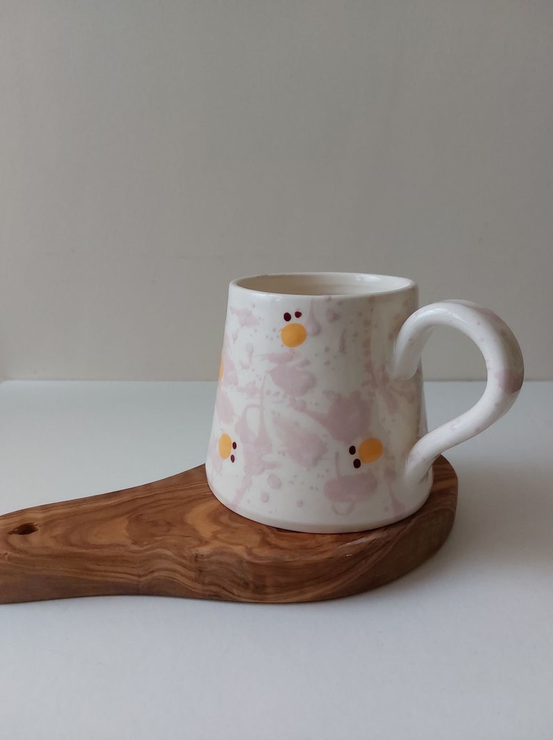 Splashed ceramic coffee mug, Pink tea cup image 2