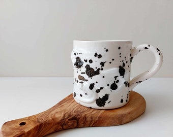 Splashed ceramic mug, handmade mug, pottery drinkware, coffee mug, hot chocolate mug