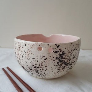 Pink Speckled Pottery bowl Bowl with chopsticks Kitchen tableware Handmade bowls Ramen bowl Pink speckled ceramic bowl image 9