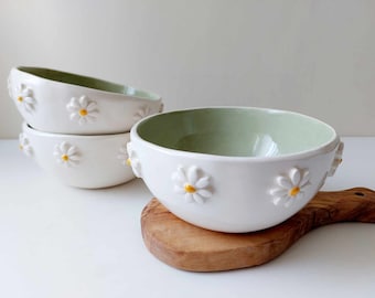 Handmade ceramic bowl, Green bowl, Pottery tableware, Crockery