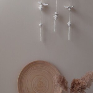 Ceramic butterfly mobile, Hanging ceramic wind chime, multi strand mobile, indoor outdoor decoration image 3