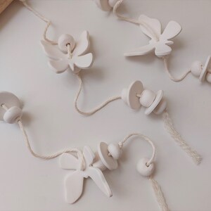 Ceramic butterfly mobile, Hanging ceramic wind chime, multi strand mobile, indoor outdoor decoration image 1