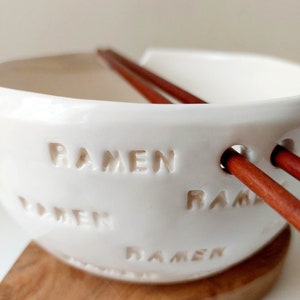RAMEN noodle bowl with chopsticks, Handmade bowl, Ceramic tableware, Pottery image 6