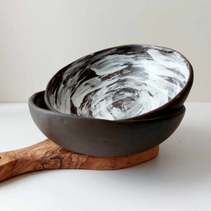 Black clay rustic bowl, Handmade bowl, Ceramic tableware, Crockery image 4