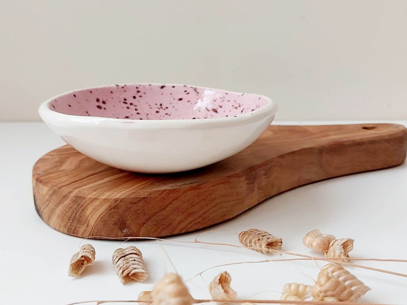 Pink speckled trinket dish, jewellery small bowl, display dish, storage dish image 4