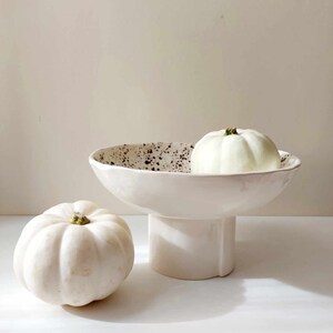 Ceramic pedestal bowl, Raised handmade bowl, Pottery centrepiece, Footed bowl, Fruit bowl, Home decoration image 2