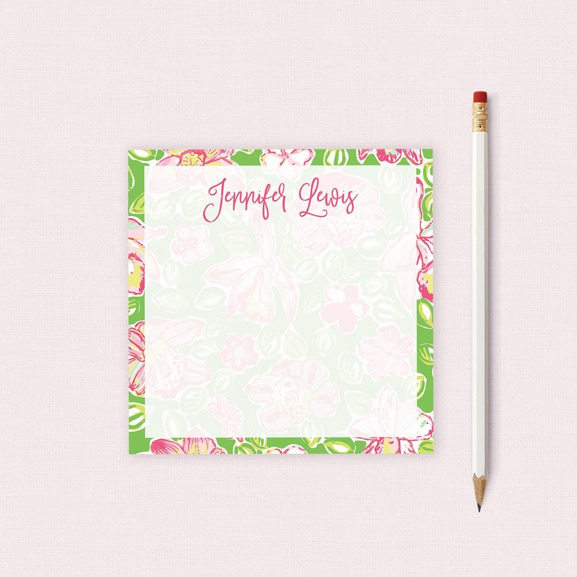 Personalized Notepad Preppy Floral Notepad Personalized Gift Etsy