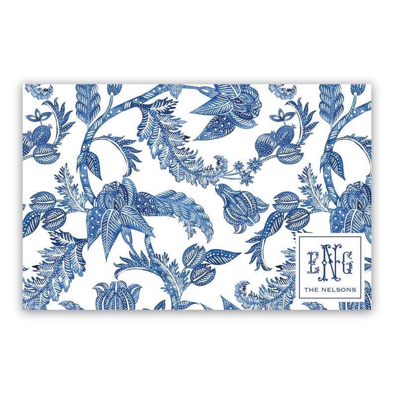Personalized Paper Placemats Monogram Placemats Blue Etsy