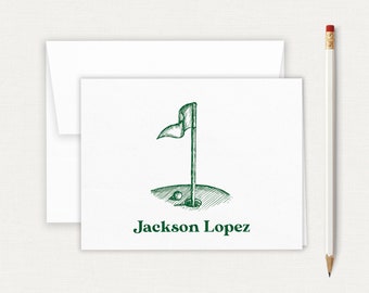 Personalized Stationery Set, Custom Golf Stationary, Business Notecard Set, For Men, Boys, Folded Note Card Set, Thank You Notes, Golf Gift