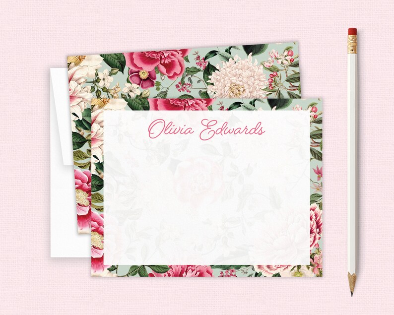 Women Personalized Stationery Note Cards Custom Stationary Wedding ...