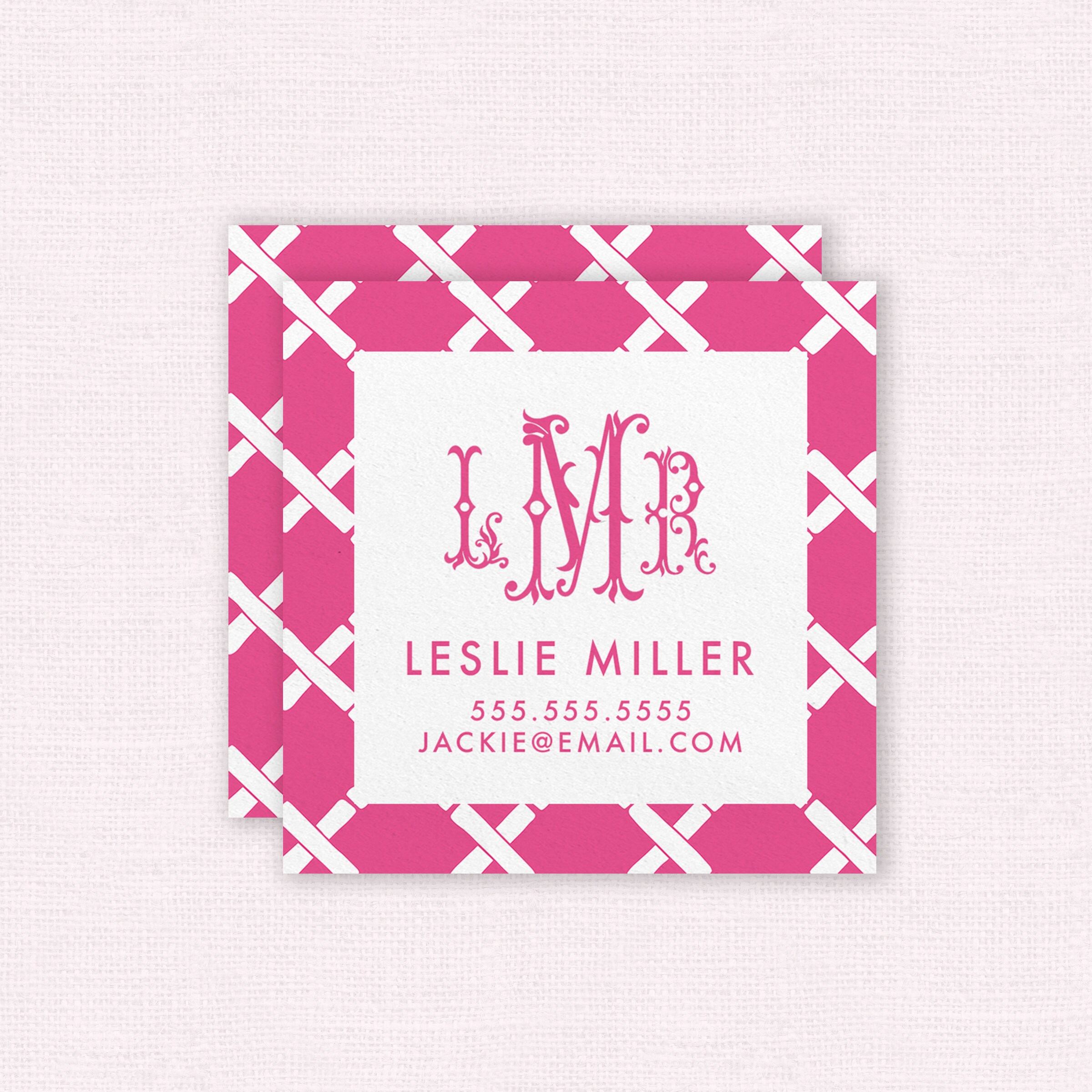 Monogrammed Calling Cards Women Business Cards Square Etsy