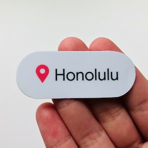 Honolulu Location, Water Bottle Sticker Laptop Stickers Decal Small Gifts Dimensions 2.25&quot; x .87&quot;