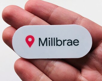 Millbrae Location, Water Bottle Sticker Laptop Stickers Decal Small Gifts Dimensions 2.06" x .87"