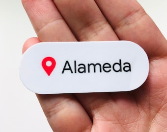 Alameda Location, Water Bottle Sticker Laptop Stickers Decal Small Gifts Dimensions 3" x 1"