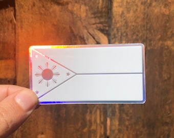 Philippines Flag Holographic Sticker, Filipino Die cut, Weatherproof Outdoor Vinyl 1.56”x3”