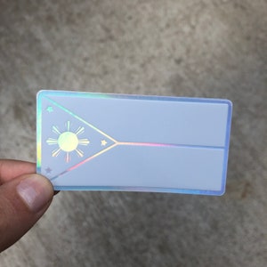 Philippines Flag Holographic Sticker, Filipino Die cut, Weatherproof Outdoor Vinyl 1.56”x3”