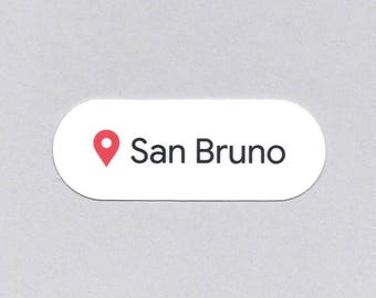 San Bruno Location Sticker: Waterproof Vinyl Decal (2.5" x .87")