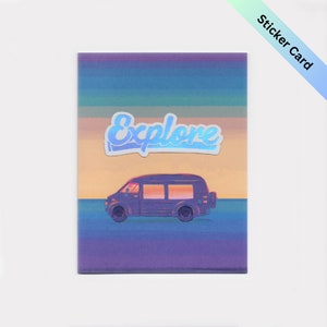 Explore Sticker A2 Greeting Card, Die cut, Weatherproof Outdoor Vinyl, Small Gift