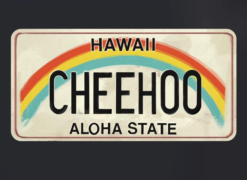 Hawaii License Plate Cheehoo Teacher Vintage Sticker, Weatherproof ...