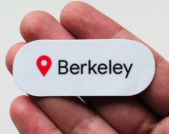 Berkeley Location, Water Bottle Sticker Laptop Stickers Decal Small Gifts Dimensions 3" x 1"